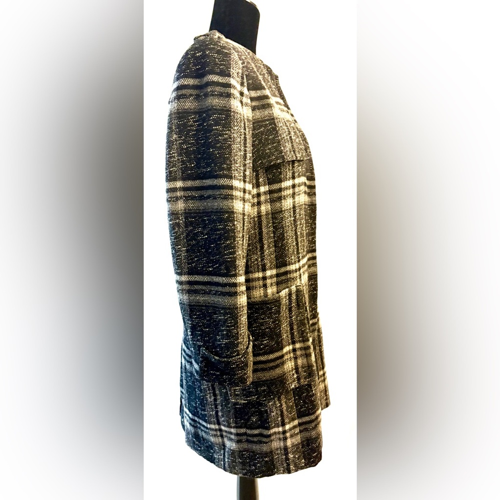 Zara Basic Wool Plaid Plaid Coat - image 4